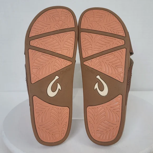 Olukai Kipe'a 'Olu Women's Leather Slide Boho Sahara Tan Beach Sandal 8 - Picture 15 of 16